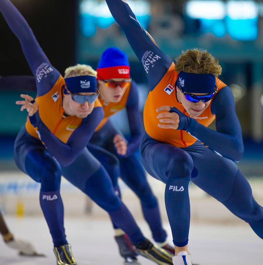 Daan van Zwienen op kop tijdens een ijstraining