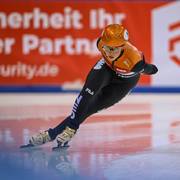 Suzanne Schulting in actie tijdens de World Cup 5 in Dresden