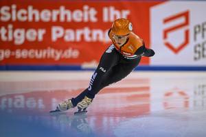 Suzanne Schulting in actie tijdens de World Cup 5 in Dresden