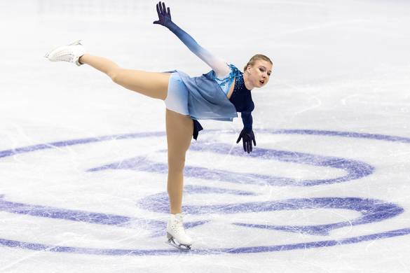 Lindsay van Zunder tijdens haar kür tijdens de ISU Grand Prix Canada 2022