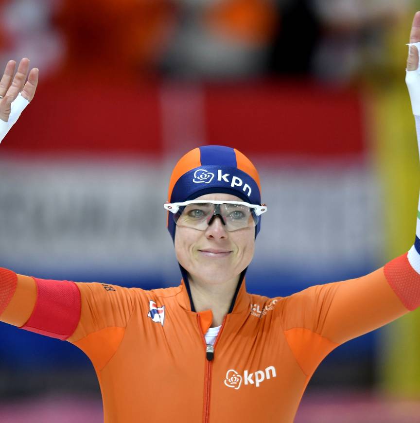 Marije Joling tijdens het ISU WK Allround in 2017 in Hamar