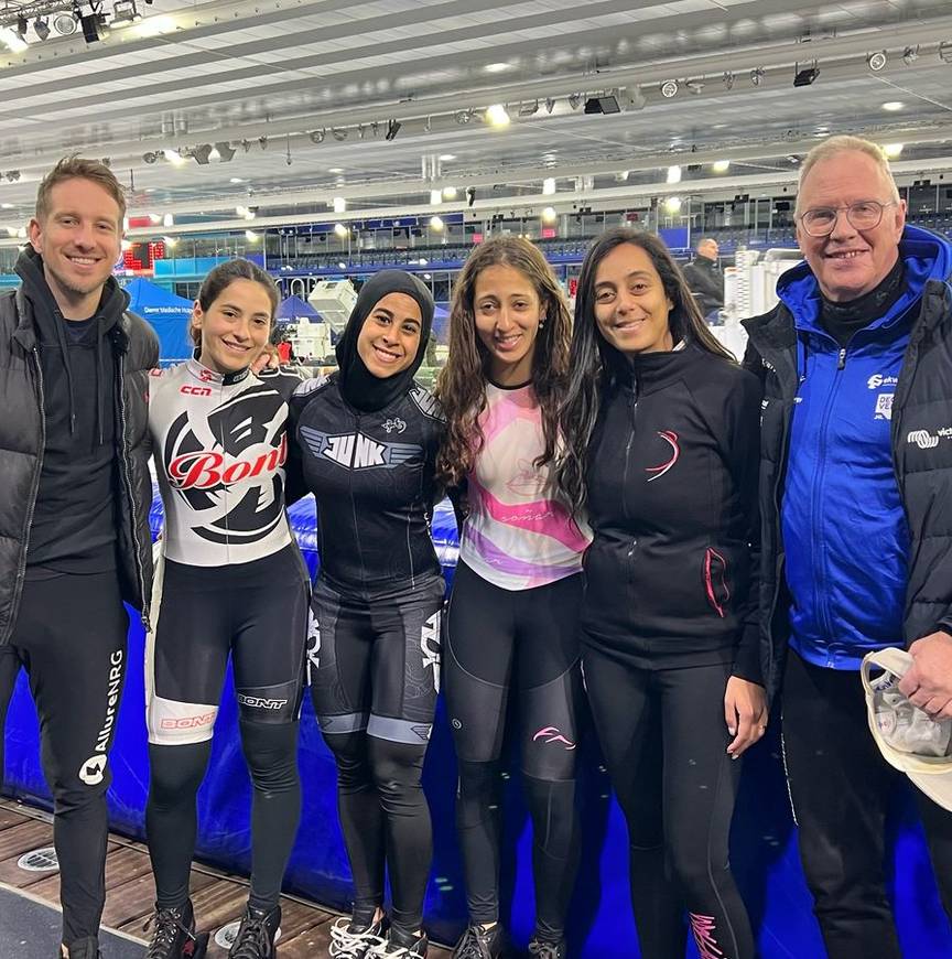 Jan Blokhuijsen, Geert Kuiper met de Egyptische schaatsers, 21 februari in Thialf