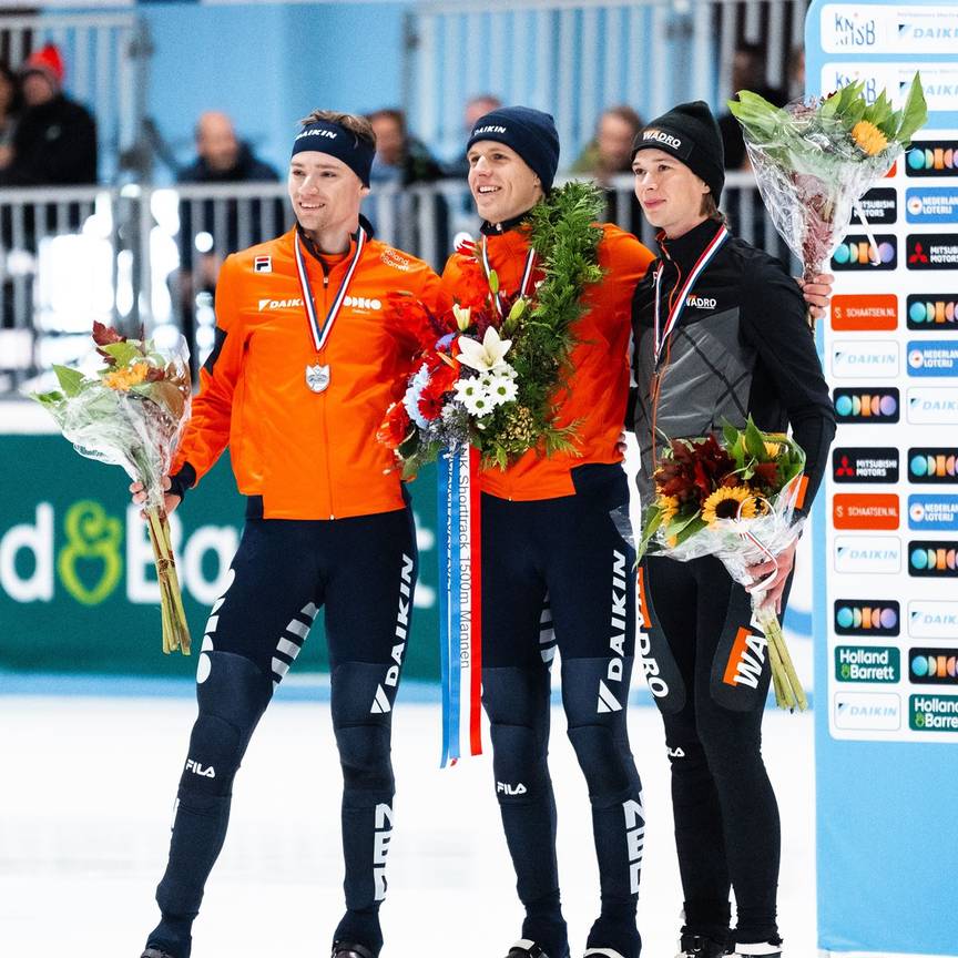 Hessel van Berkum op het podium met Teun Boer en Kay Huisman