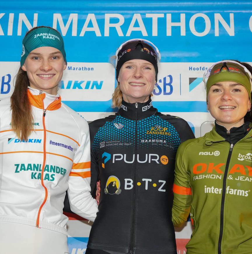 Het podium met Kiel, Kerkhoff en Elsemieke van Maaren