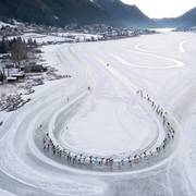 Het ONK op de Weissensee vanuit de lucht