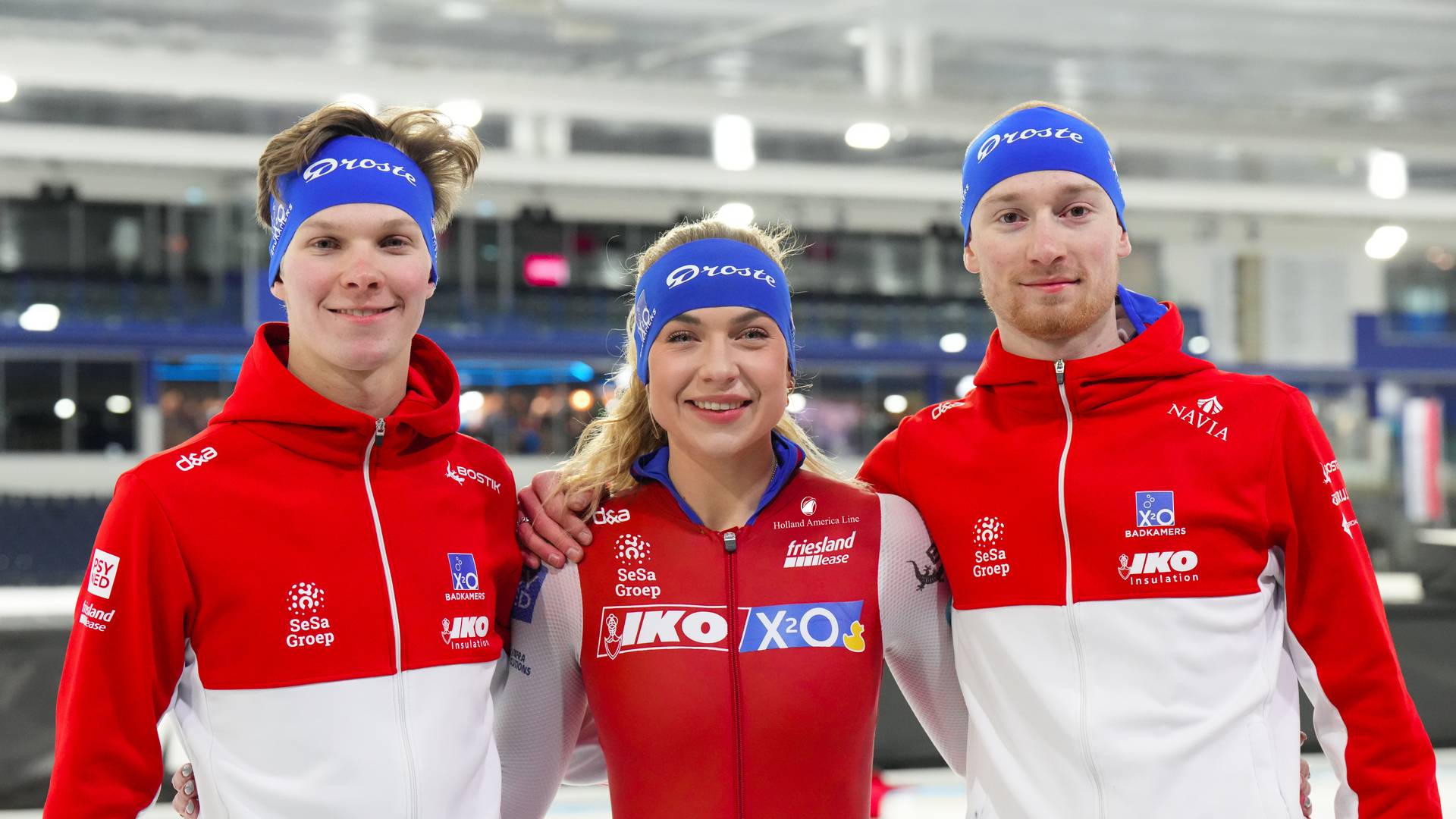 Stijn van de Bunt, Joy Beune en Jesse Speijers, training Thialf, 4 maart 2025