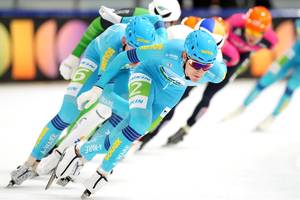 Daan Gelling tijdens de marathon in Heerenveen